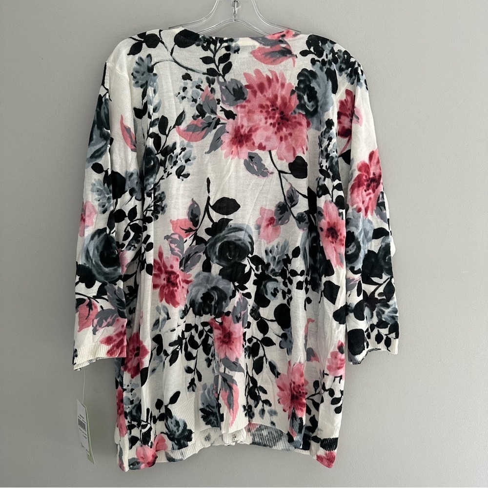 NWT Cathy Daniels Zip Front White Coral Gem Cardigan Sweater - Picture 6 of 6